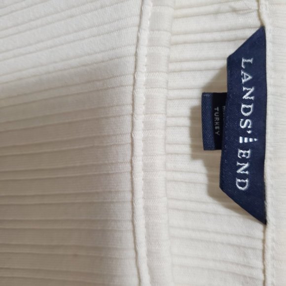 Land's End Women Cream Ribbed Blouse - Picture 5 of 8